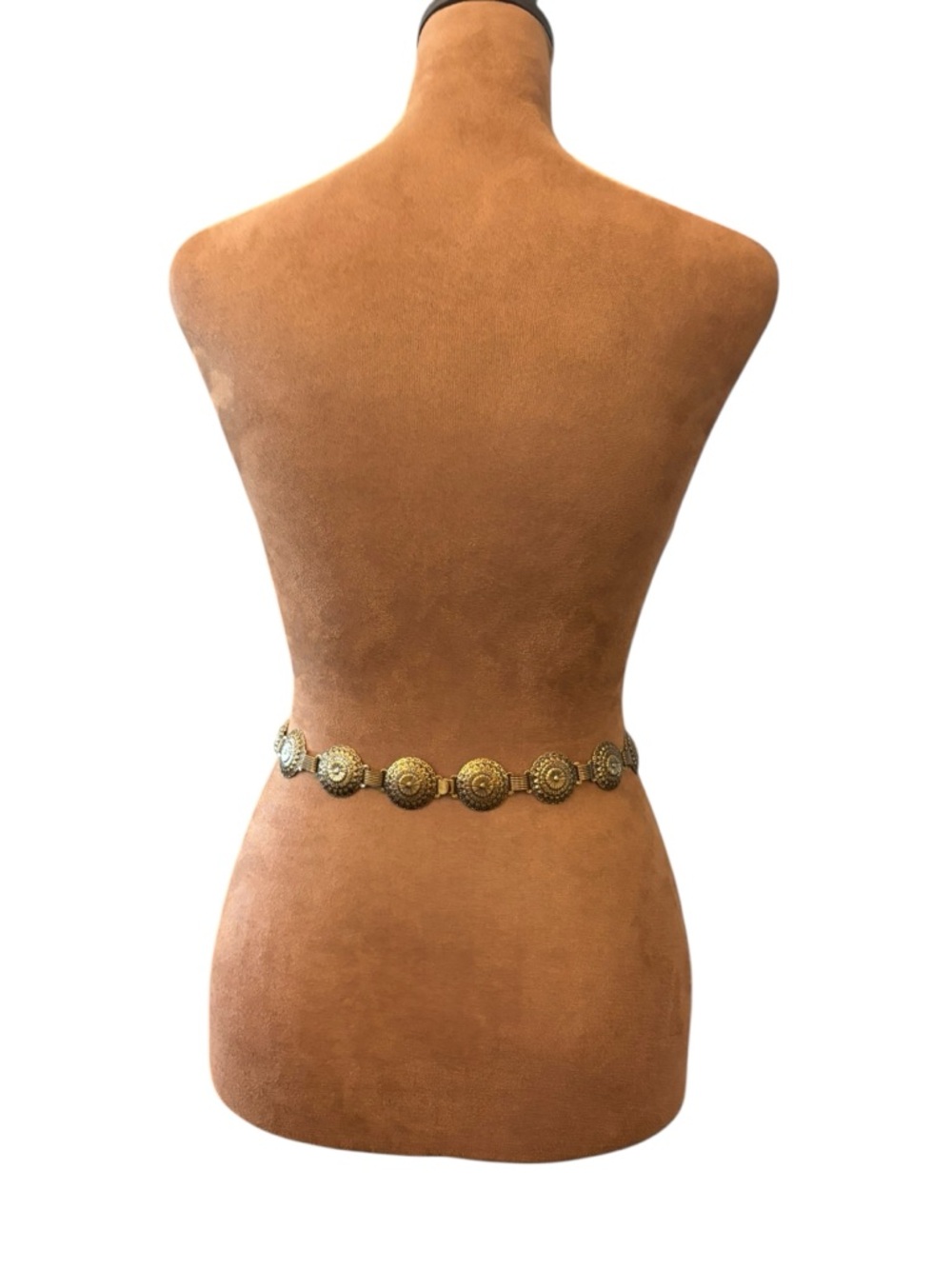 Medallion Antique Gold Tone Waist Belt 29” Boho Western Preppy Hip Belt - Picture 6 of 8